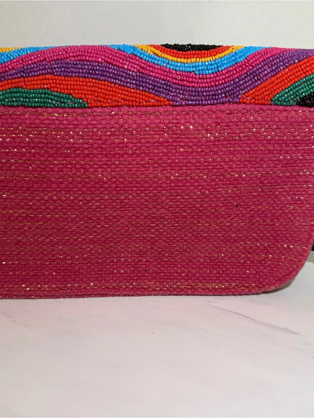 Multicolor Beaded Clutch - Wave Pattern
